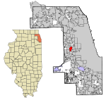 Cook County Illinois incorporated and unincorporated areas Brookfield highlighted